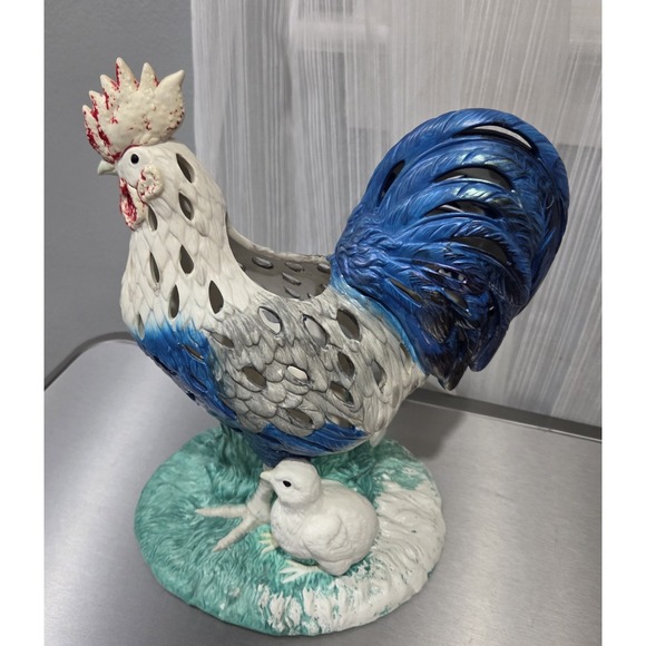 PARTYLITE Glazed Ceramic‎ Rooster And Chicks Tealight Candle Holder - Picture 2 of 9